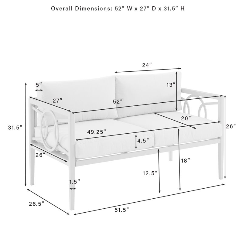 Crosley Furniture Ashford 2-piece Metal Outdoor Conversation Set in Gray
