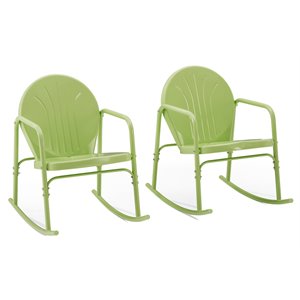 crosley furniture griffith 2-piece metal outdoor rocking chair set