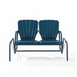 Crosley Furniture Ridgeland Modern Metal Outdoor Loveseat Glider in Navy