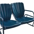 Crosley Furniture Ridgeland Modern Metal Outdoor Loveseat Glider in Navy