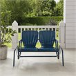 Crosley Furniture Ridgeland Modern Metal Outdoor Loveseat Glider in Navy