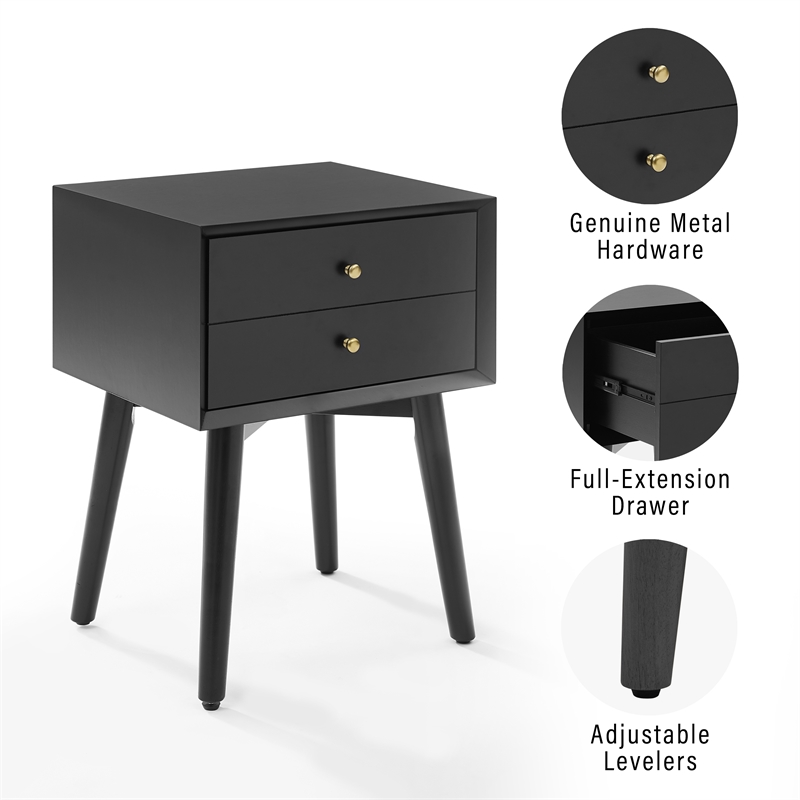 Crosley Furniture Landon Modern MDF Wood Night Stand in Matte Black