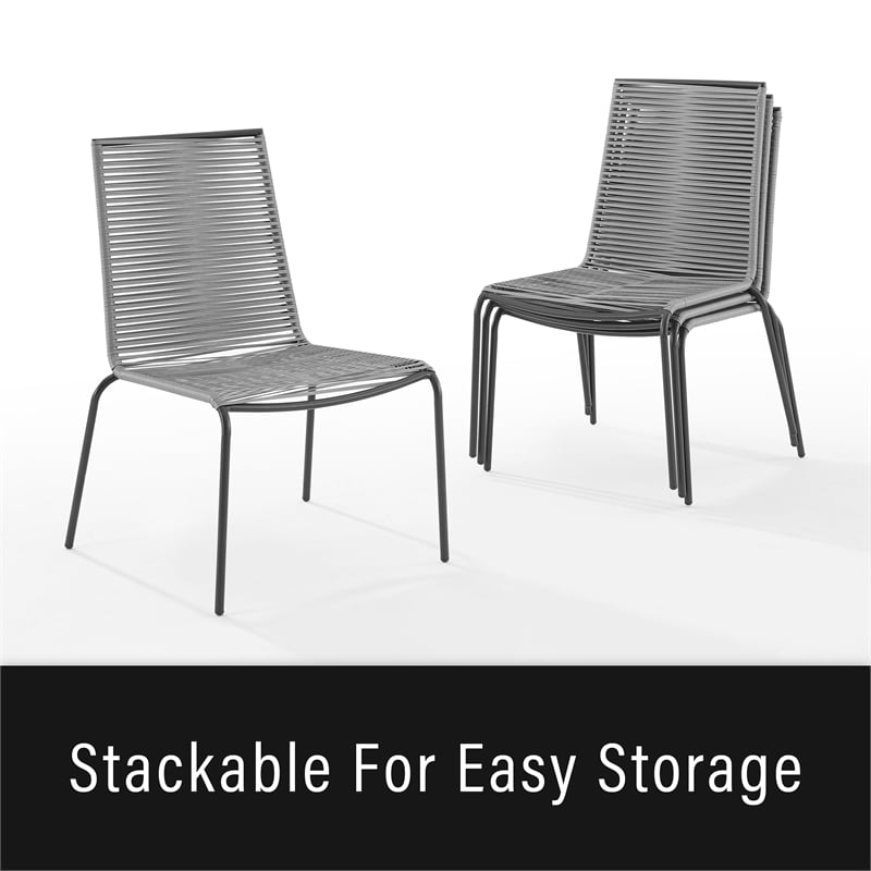 Crosley Furniture Fenton 5PC PE Wicker / Rattan Outdoor Dining Set in Gray