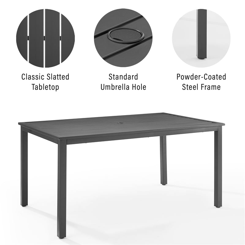 Crosley Furniture Fenton 5PC PE Wicker / Rattan Outdoor Dining Set in Gray