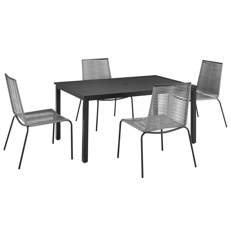 Crosley Furniture Fenton 5PC PE Wicker / Rattan Outdoor Dining Set in Gray