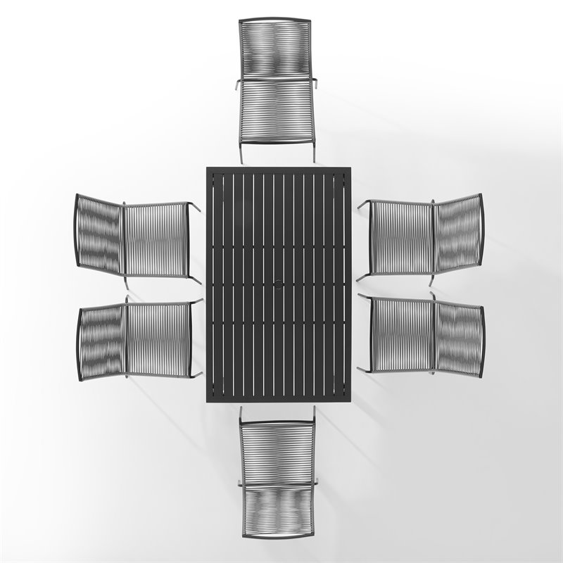 Crosley Furniture Fenton 7PC PE Wicker / Rattan Outdoor Dining Set in Gray