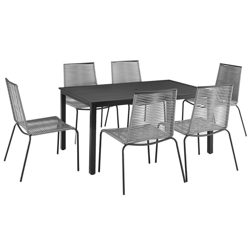 Crosley Furniture Fenton 7PC PE Wicker / Rattan Outdoor Dining Set in Gray