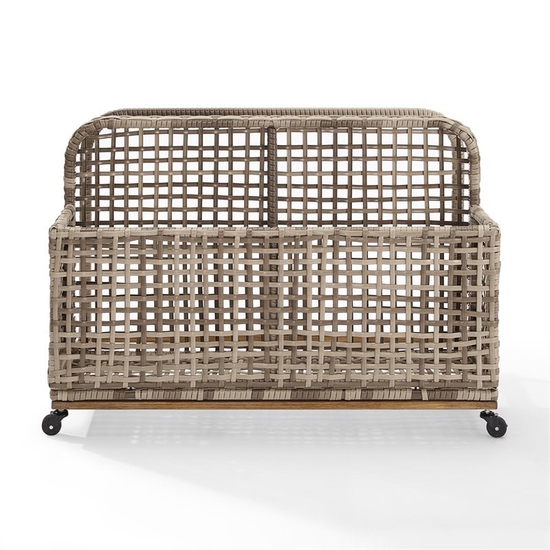 Crosley Furniture Ridley PE Wicker / Rattan Pool Storage Caddy in Natural