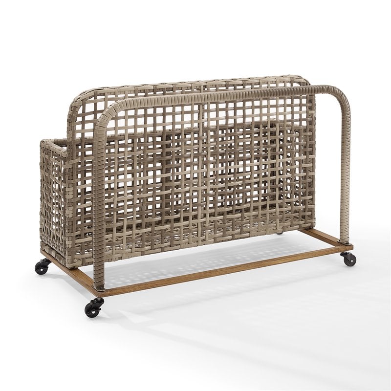 Crosley Furniture Ridley PE Wicker / Rattan Pool Storage Caddy in Natural