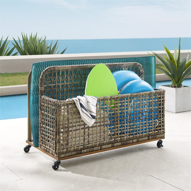 Crosley Furniture Ridley PE Wicker / Rattan Pool Storage Caddy in Natural