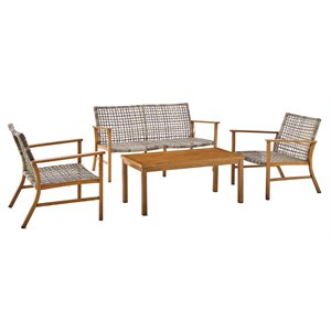 crosley furniture ridley 4-piece wicker outdoor conversation set in gray/brown