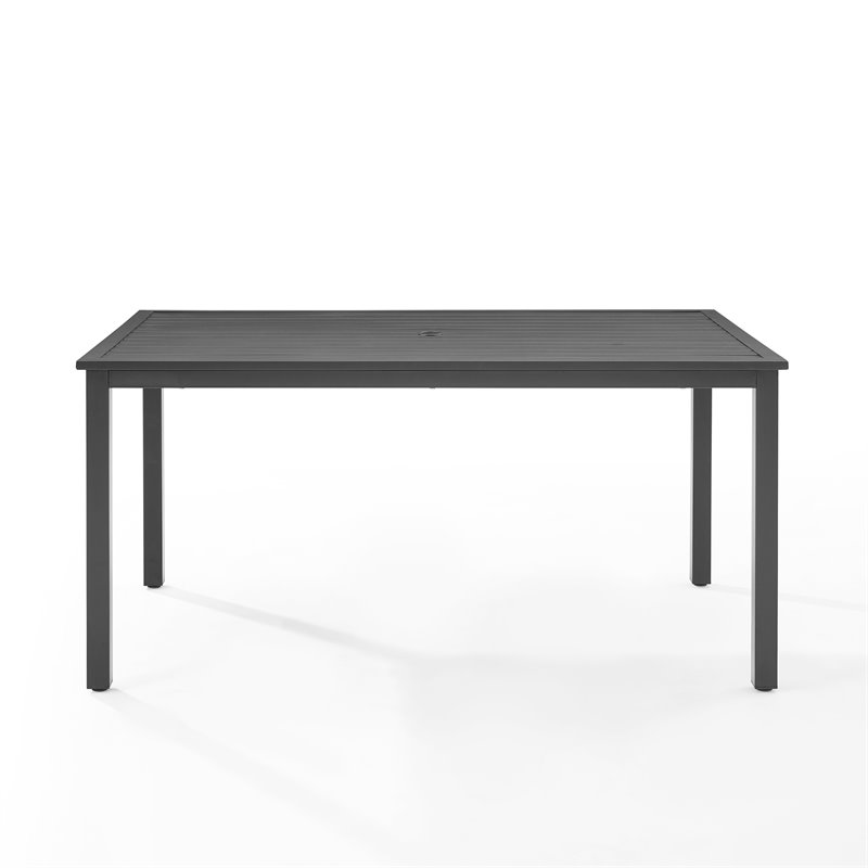 Crosley Furniture Hansen Modern Metal Outdoor Dining Table in Matte Black