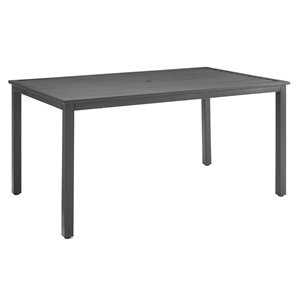 crosley furniture hansen modern metal outdoor dining table in matte black