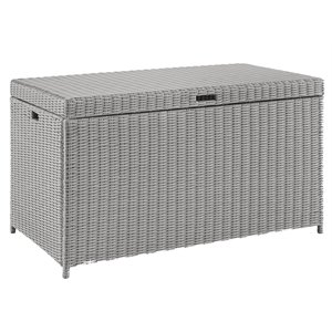 crosley furniture bradenton traditional wicker outdoor storage bin in gray