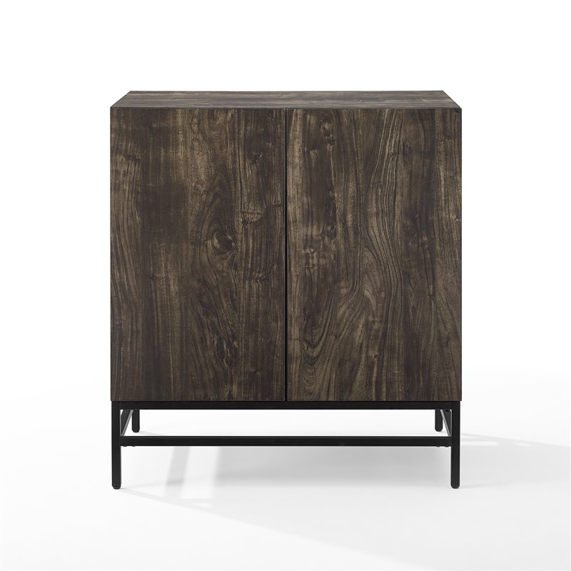 Crosley Furniture Jacobsen Wood Bar Cabinet in Brown Ash/Matte Black