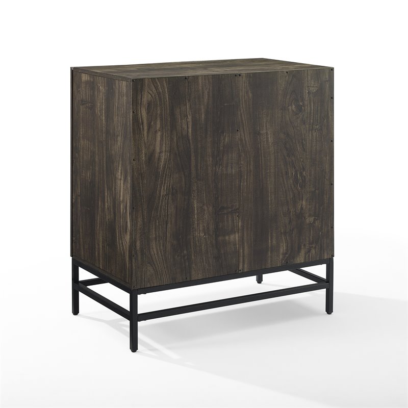 Crosley Furniture Jacobsen Wood Bar Cabinet in Brown Ash/Matte Black
