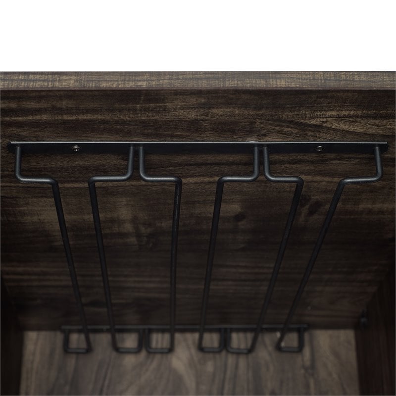 Crosley Furniture Jacobsen Wood Bar Cabinet in Brown Ash/Matte Black
