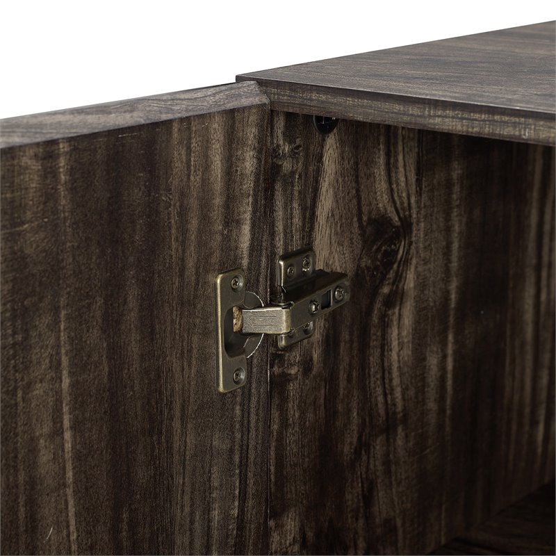 Crosley Furniture Jacobsen Wood Bar Cabinet in Brown Ash/Matte Black