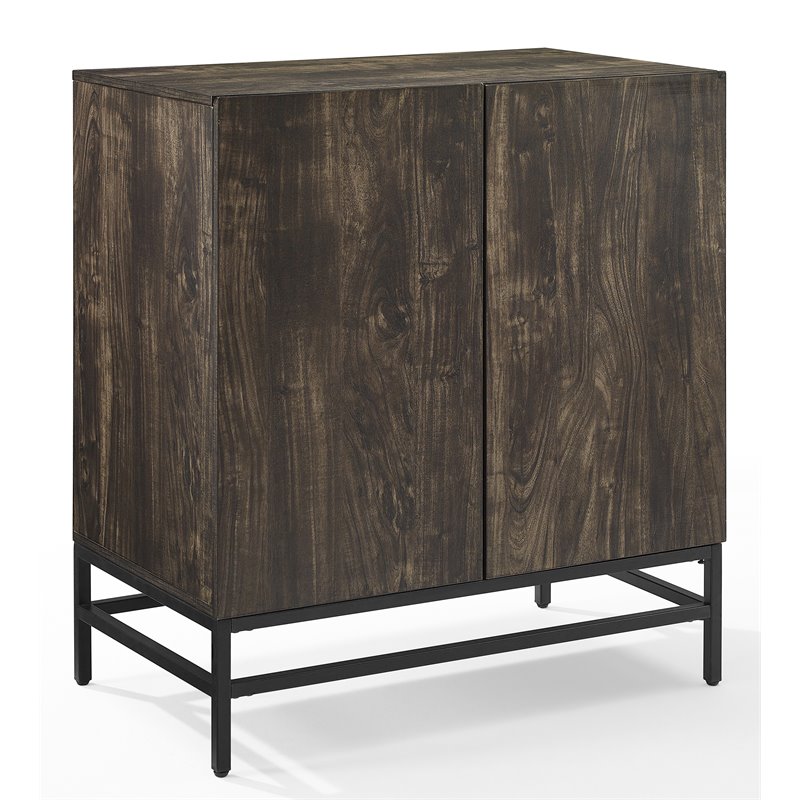 Crosley Furniture Jacobsen Wood Bar Cabinet in Brown Ash/Matte Black