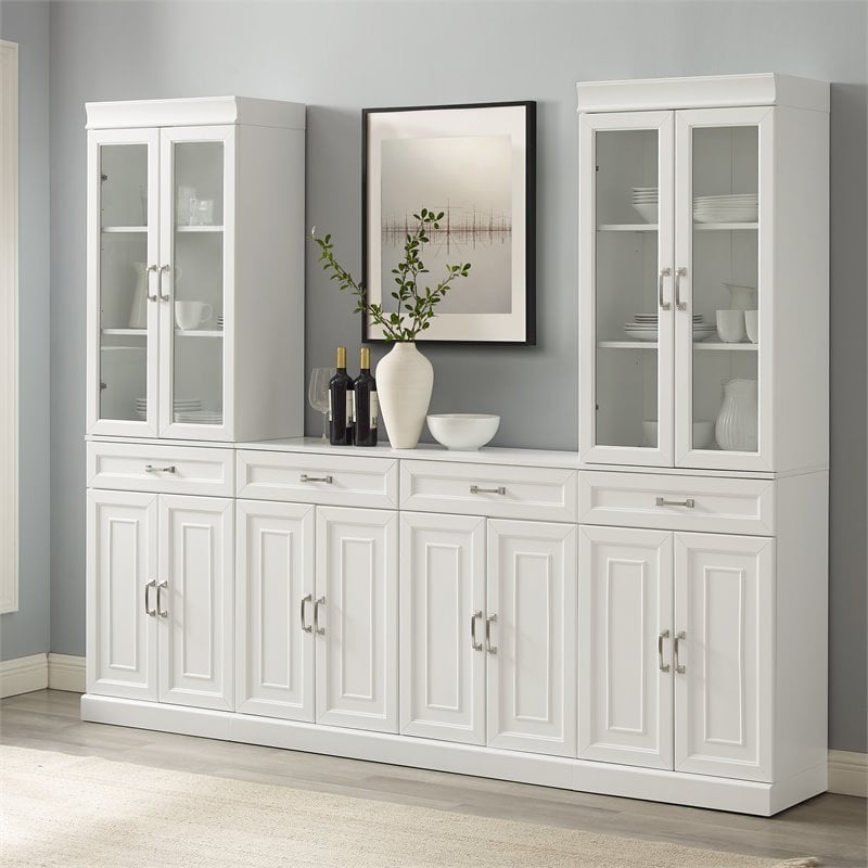 Crosley Furniture Stanton 3PC Entertainment Center/Sideboard & Pantry Set White