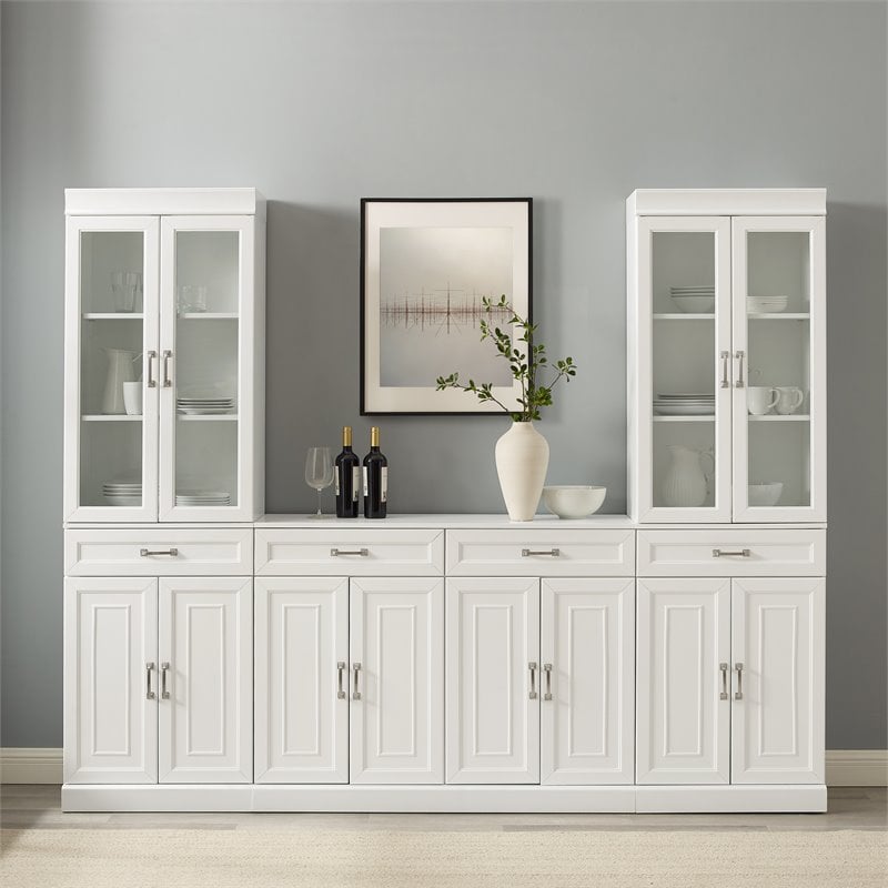 Crosley Furniture Stanton 3PC Entertainment Center/Sideboard & Pantry Set White