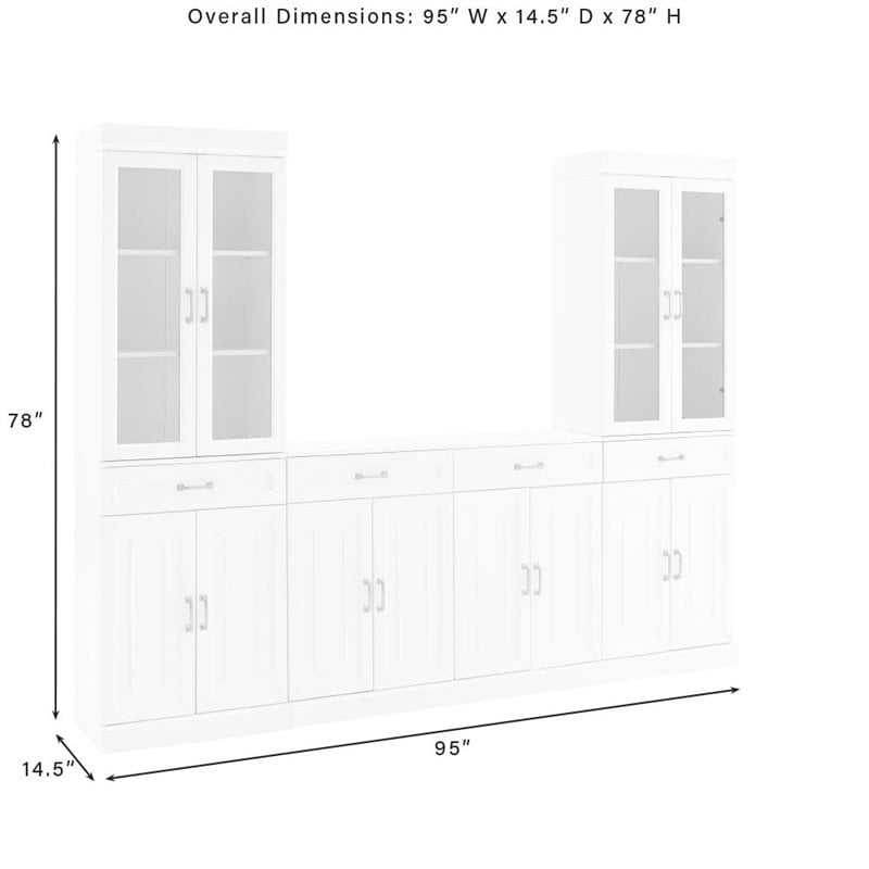 Crosley Furniture Stanton 3PC Entertainment Center/Sideboard & Pantry Set White