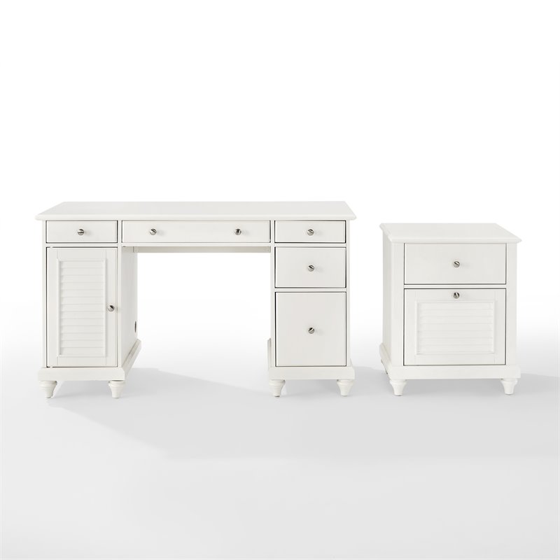 Crosley Furniture Palmetto 2piece Wood Computer Desk w/ File in White