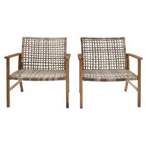 crosley furniture ridley wicker outdoor armchairs - gray/brown (set of 2)
