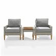 Crosley Furniture Capella 3PC Modern Wicker / Rattan Outdoor Chair Set in Gray