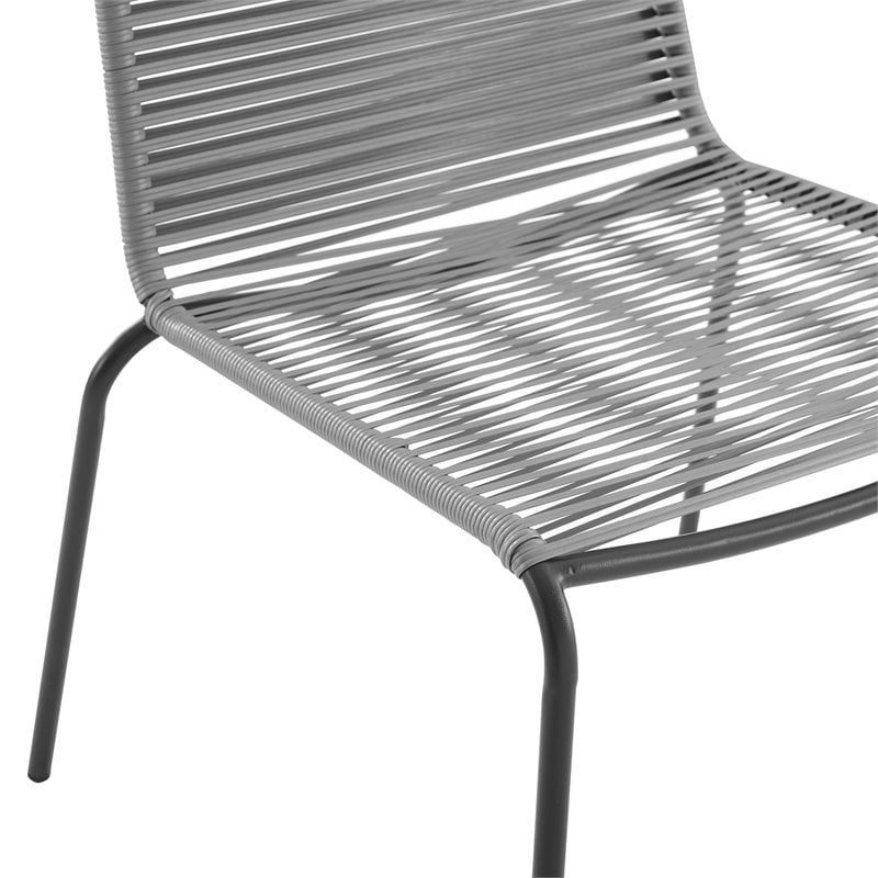 Crosley Furniture Fenton Wicker / Rattan Stackable Chair in Gray (Set of 4)