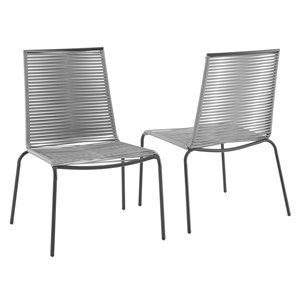 Crosley Furniture Fenton Wicker Outdoor Stackable Chairs in Gray (Set of 2)