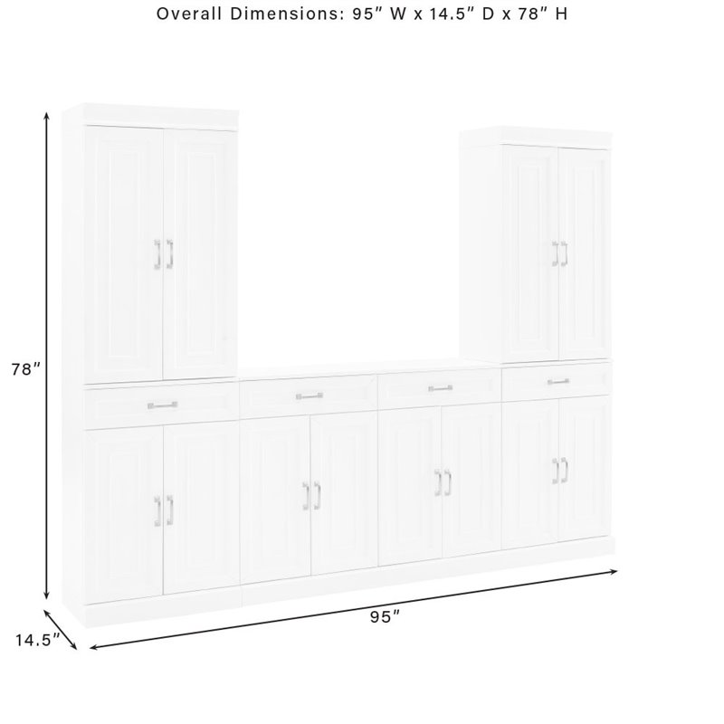 Crosley Furniture Stanton 3PC Wood Entertainment Center/Sideboard & Pantry White