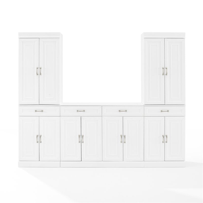 Crosley Furniture Stanton 3PC Wood Entertainment Center/Sideboard & Pantry White