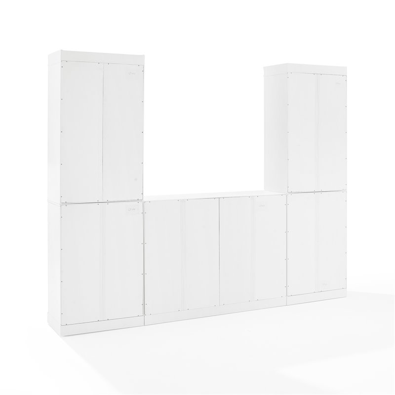 Crosley Furniture Stanton 3PC Wood Entertainment Center/Sideboard & Pantry White