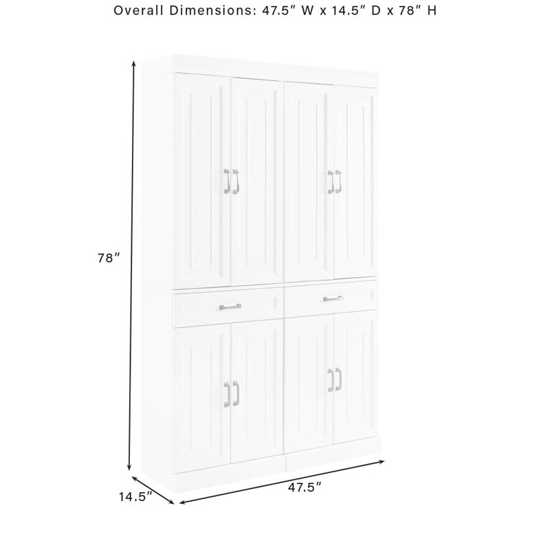 Crosley Furniture Stanton Traditional MDF Wood Pantry in White (Set of 2)