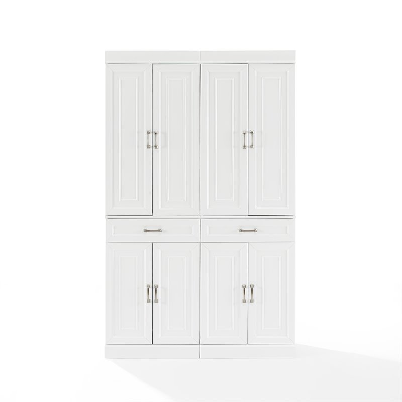 Crosley Furniture Stanton Traditional MDF Wood Pantry in White (Set of 2)