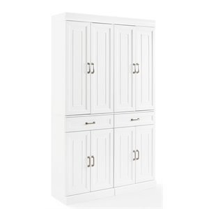 crosley furniture stanton 2-piece traditional mdf wood pantry in white