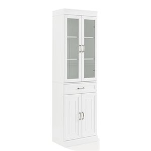 crosley furniture stanton traditional wood glass door pantry in white