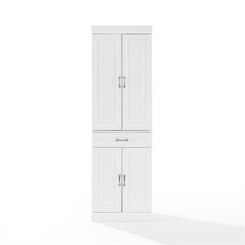 Crosley Furniture Stanton Traditional MDF and Birch Veneer Wood Pantry in White