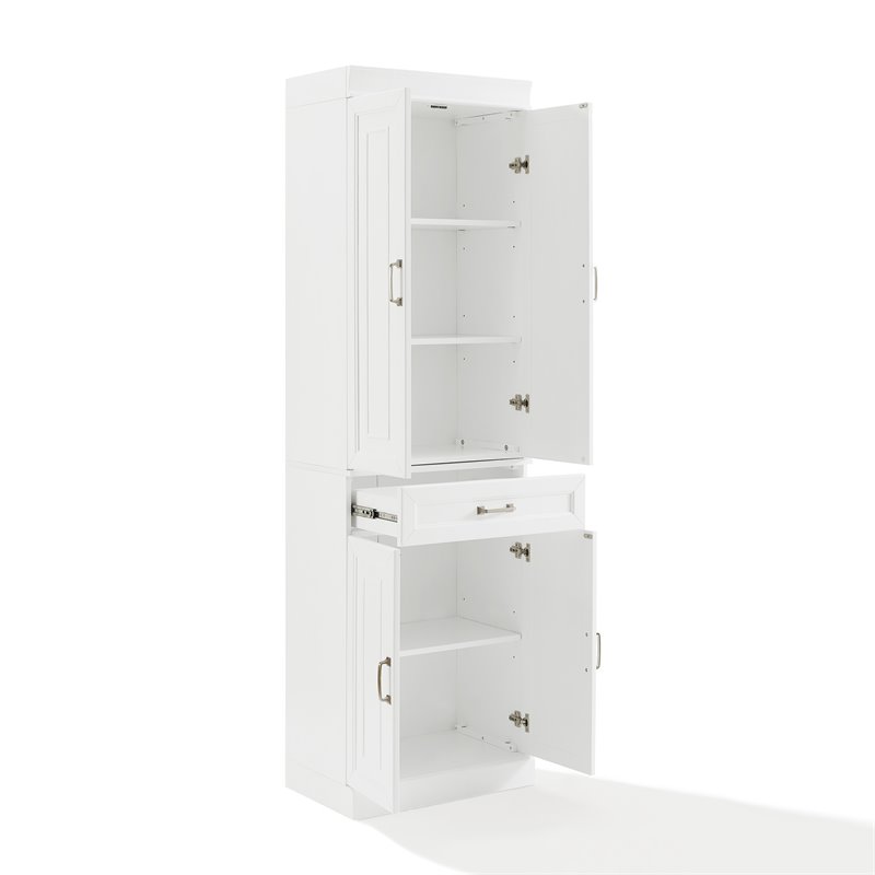 Crosley Furniture Stanton Traditional MDF and Birch Veneer Wood Pantry in White
