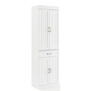 crosley furniture stanton traditional mdf and birch veneer wood pantry in white