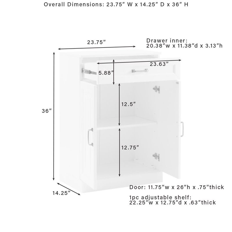 Crosley Furniture Stanton Traditional Wood Storage Cabinet in White