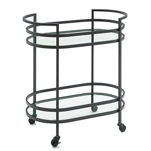 crosley furniture bailey modern steel metal bar cart