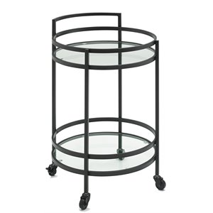 crosley furniture bailey modern round metal bar cart