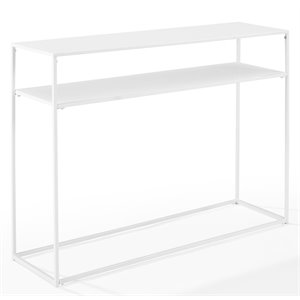 crosley furniture braxton modern steel metal console table in white