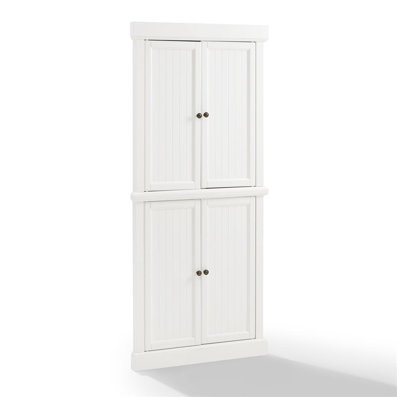 Crosley Furniture Shoreline 2-Piece Wood Corner Stackable Pantry in White