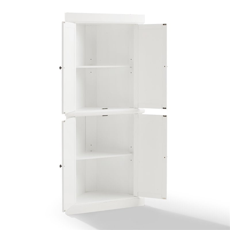 Crosley Furniture Shoreline 2-Piece Wood Corner Stackable Pantry in White