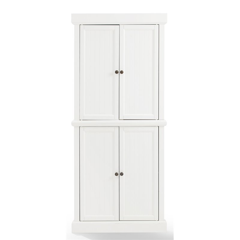 Crosley Furniture Shoreline 2-Piece Wood Corner Stackable Pantry in White