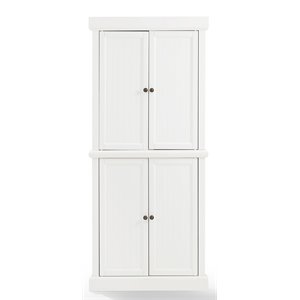 crosley furniture shoreline coastal wood tall corner stackable pantry in white