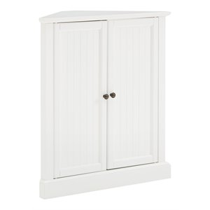 crosley furniture shoreline coastal wood stackable corner pantry in white